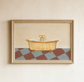 Clawfoot Bathtub Print In Terracotta & Blue